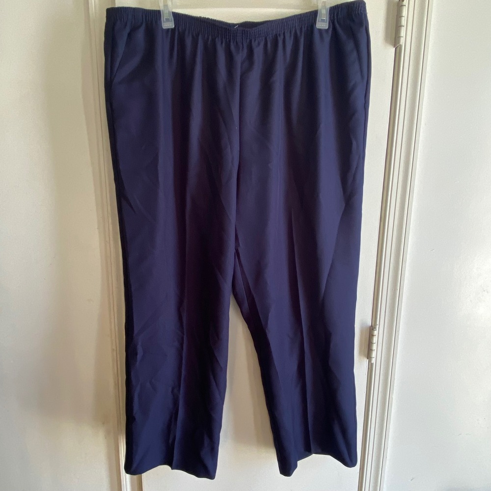 Alfred Dunner Woman Navy‎ Blue Polyester Elastic Waist Pants Size 24W